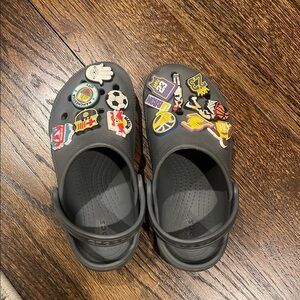 Kids Gray Crocs with Fun Charms